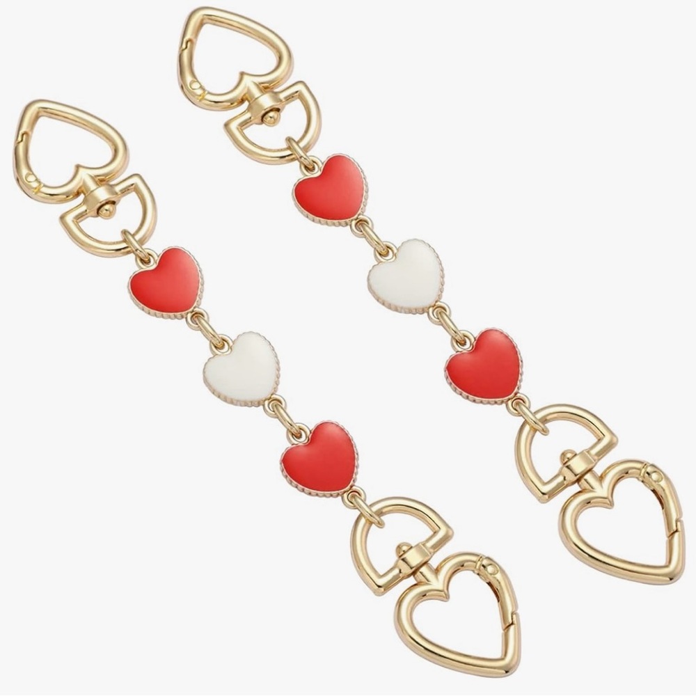 NEW Purse Bag Strap Extender, Red/White Hearts